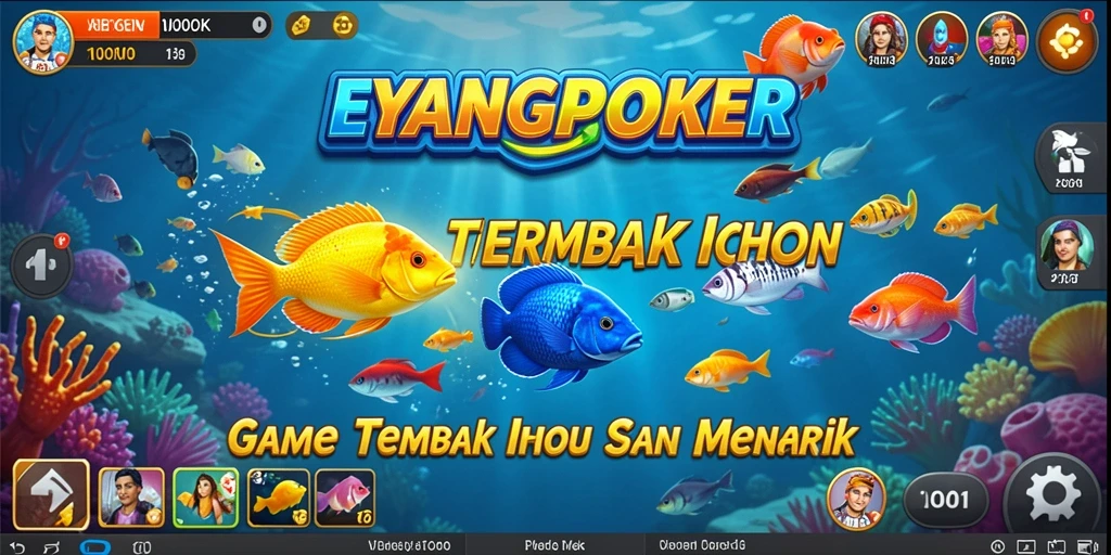 Screenshot utama EYANGPOKER menampilkan pemain berburu ikan secara seru.