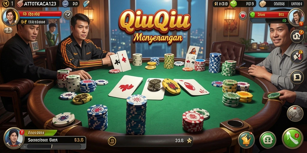 Screenshot gameplay GATOTKACA123 menampilkan suasana permainan QiuQiu yang seru.